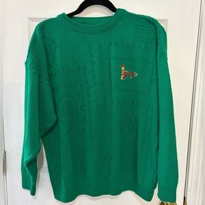 Green Sweater with Embroidered Ireland Detail